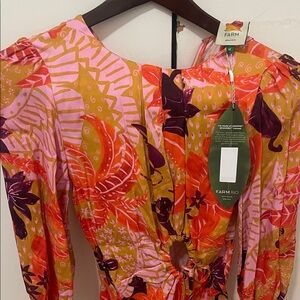 FARM Rio Vibrant Pink and Orange Floral Dress